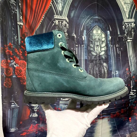 Timberland Women's 8 Green Suede Waterproof Boots Lace-Up Ankle Outdoor Classic - Picture 4 of 6